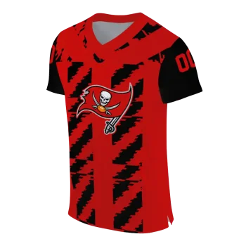 personalized tampa bay buccaneers stripe block red jersey fashion forward