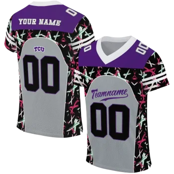 personalized tcu horned frogs brushstroke xs grey black jersey best selling