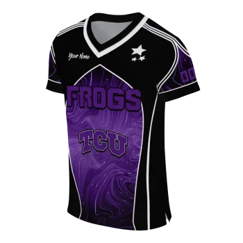 personalized tcu horned frogs halftone slant purple black jersey fashion forward