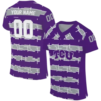 personalized tcu horned frogs layered grids purple jersey best selling