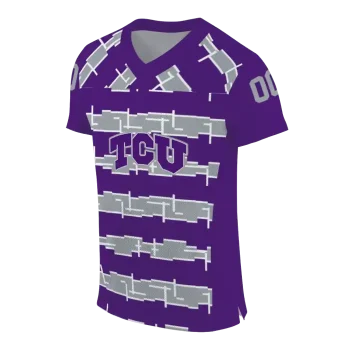 personalized tcu horned frogs layered grids purple jersey fashion forward