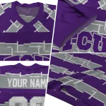 personalized tcu horned frogs layered grids purple jersey best selling