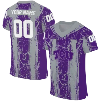 personalized tcu horned frogs rugged stripes purple jersey best selling