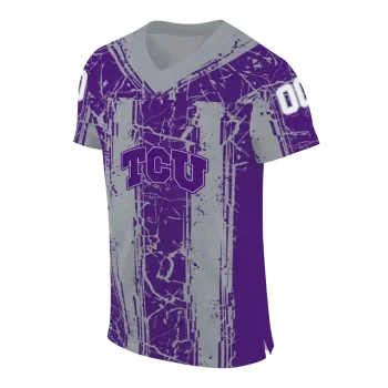 personalized tcu horned frogs rugged stripes purple jersey fashion forward