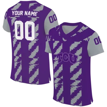 personalized tcu horned frogs stripe block purple jersey best selling