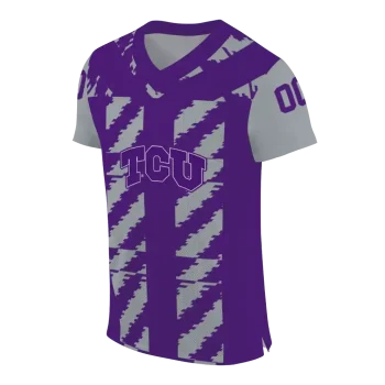 personalized tcu horned frogs stripe block purple jersey fashion forward