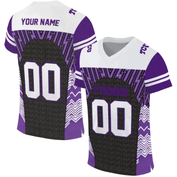 personalized tcu horned frogs tire arrows purple black white jersey best selling