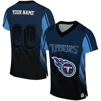 personalized tennessee titans halftone fade navy black jersey best selling