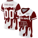 personalized texas am aggies dripping flames maroon white jersey best selling