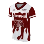 personalized texas am aggies dripping flames maroon white jersey best selling