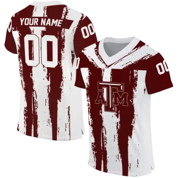 personalized texas am aggies striped texture maroon jersey best selling