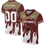 personalized texas state bobcats dripping flames maroon white jersey best selling