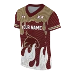 personalized texas state bobcats dripping flames maroon white jersey best selling