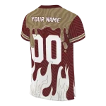 personalized texas state bobcats dripping flames maroon white jersey best selling