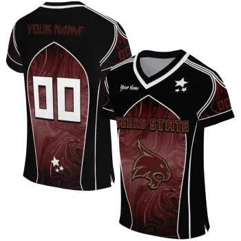 personalized texas state bobcats halftone slant maroon black jersey best selling