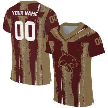 personalized texas state bobcats striped texture maroon jersey best selling
