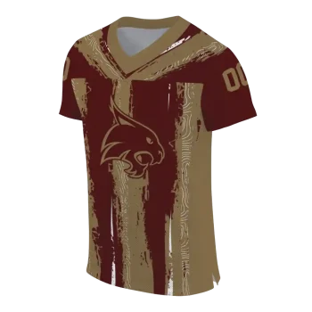 personalized texas state bobcats striped texture maroon jersey fashion forward