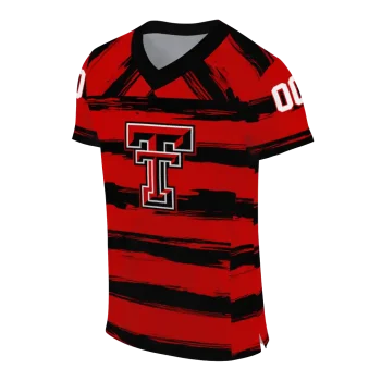 personalized texas tech red raiders art stripe red jersey fashion forward
