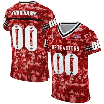 personalized texas tech red raiders camouflage abstract red jersey best selling