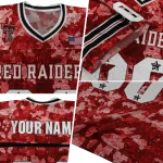 personalized texas tech red raiders camouflage abstract red jersey best selling