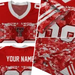 personalized texas tech red raiders mirrored pattern red jersey best selling