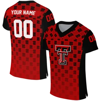 personalized texas tech red raiders stacked rectangle red jersey best selling