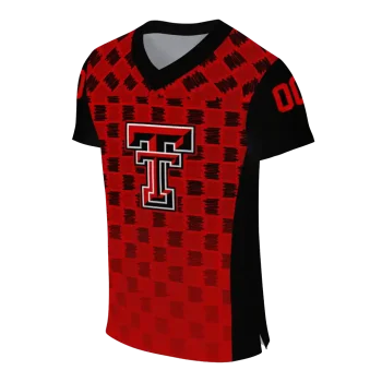 personalized texas tech red raiders stacked rectangle red jersey fashion forward
