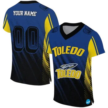personalized toledo rockets halftone flow blue black jersey best selling