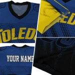 personalized toledo rockets halftone flow blue black jersey best selling
