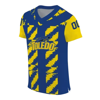 personalized toledo rockets stripe block blue jersey fashion forward