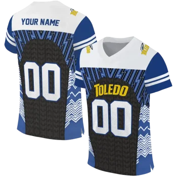 personalized toledo rockets tire arrows blue black white jersey best selling