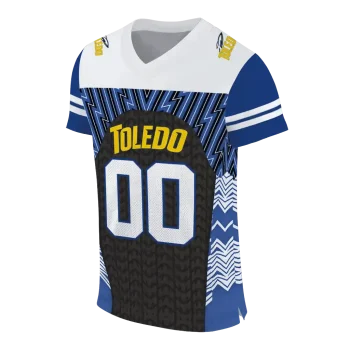 personalized toledo rockets tire arrows blue black white jersey fashion forward