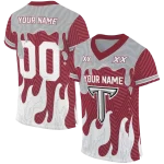 personalized troy trojans dripping flames red white jersey best selling