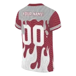 personalized troy trojans dripping flames red white jersey best selling