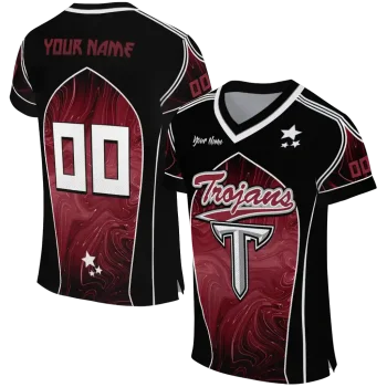 personalized troy trojans halftone slant red black jersey best selling