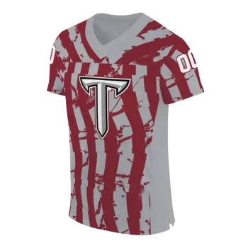 personalized troy trojans stripe splatter red jersey fashion forward