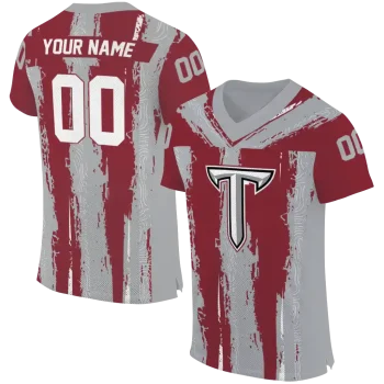 personalized troy trojans striped texture red jersey best selling