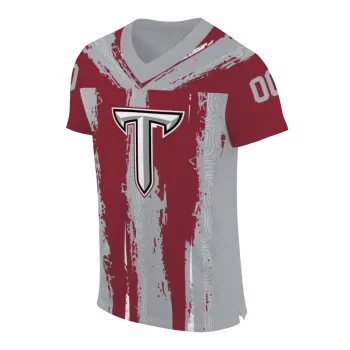 personalized troy trojans striped texture red jersey fashion forward