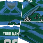 personalized tulane green wave art stripe green jersey best selling
