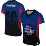 personalized tulsa golden hurricane halftone flow blue black jersey best selling
