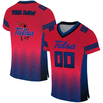 personalized tulsa golden hurricane halftone sweep red black jersey best selling