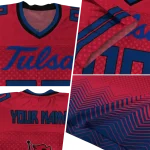 personalized tulsa golden hurricane halftone sweep red black jersey best selling