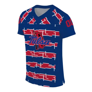 personalized tulsa golden hurricane layered grids blue jersey fashion forward