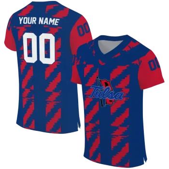 personalized tulsa golden hurricane stripe block blue jersey best selling