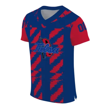 personalized tulsa golden hurricane stripe block blue jersey fashion forward