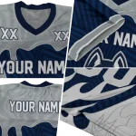 personalized uconn huskies dripping flames blue white jersey best selling