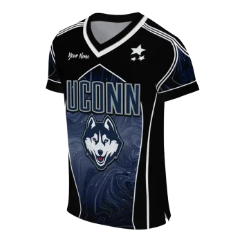 personalized uconn huskies halftone slant blue black jersey fashion forward