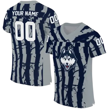 personalized uconn huskies stripe splatter blue jersey best selling