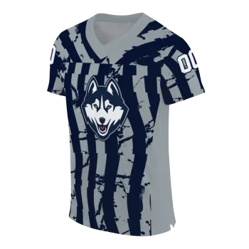 personalized uconn huskies stripe splatter blue jersey fashion forward