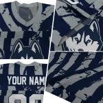 personalized uconn huskies stripe splatter blue jersey best selling